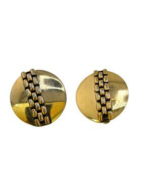 Vintage 80s Large Disc Clip Earrings (A9196)
